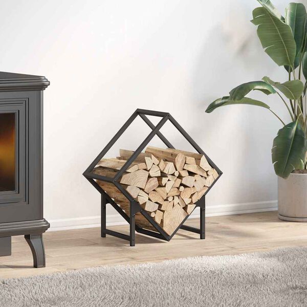 vidaXL Firewood Rack Black 50x25x50 cm Cold-rolled steel