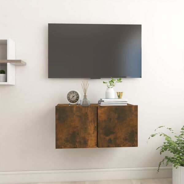 vidaXL Hanging TV Cabinet Smoked Oak 60x30x30 cm Engineered Wood