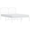 vidaXL Metal Bed Frame without Mattress with Headboard White 135x190cm