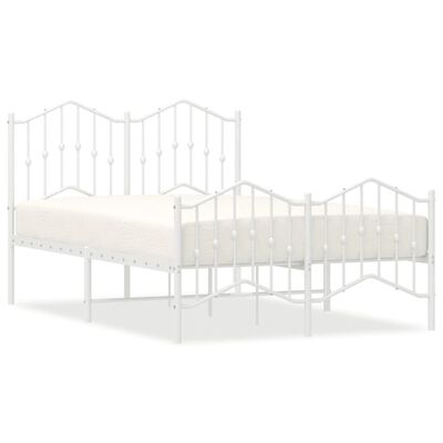 vidaXL Metal Bed Frame with Headboard and Footboard White 120x200 cm