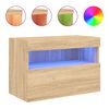 vidaXL TV Wall Cabinet with LED Lights Sonoma Oak 60x30x40 cm