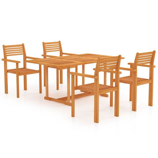 vidaXL 5 Piece Garden Dining Set Solid Teak Wood