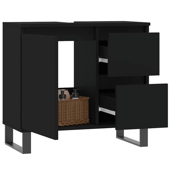 vidaXL Bathroom Cabinet Black 65x33x60 cm Engineered Wood