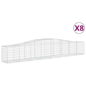 vidaXL Arched Gabion Baskets 8 pcs 400x50x60/80 cm Galvanised Iron