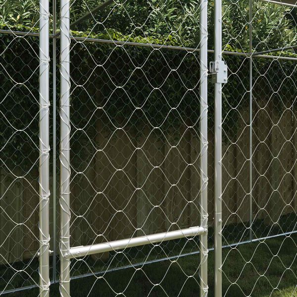vidaXL Dog Cage with Roof Silver 600 x 200 x 256 cm Steel and PE