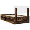 vidaXL Bed Frame with Headboard Smoked Oak 75 x 190 cm Solid Pine Wood