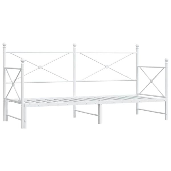 vidaXL Daybed with Trundle without Mattress White 90x200 cm Steel