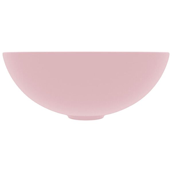 vidaXL Bathroom Sink Ceramic Matt Pink Round