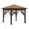 vidaXL Gazebo with 4 Sidewalls 2.6 x 2.6 m Beige and Brown
