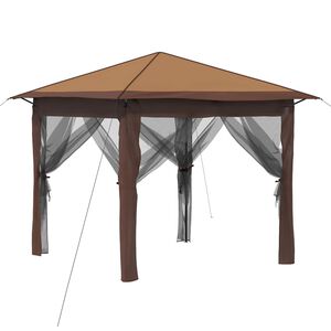 vidaXL Gazebo with 4 Sidewalls 2.6 x 2.6 m Beige and Brown