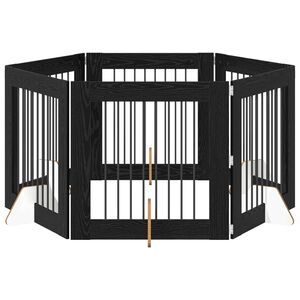 vidaXL Dog Gate with Stands 6 pcs Black Oak 80 x 80 cm Engineered Wood