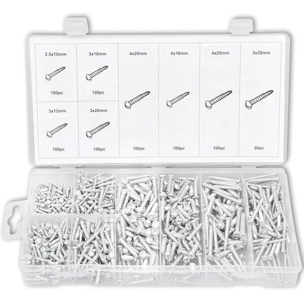 750 pcs Sheet Metal Screw Assortment Metric Screw Kit