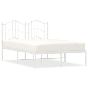 vidaXL Metal Bed Frame without Mattress with Headboard White 120x200cm