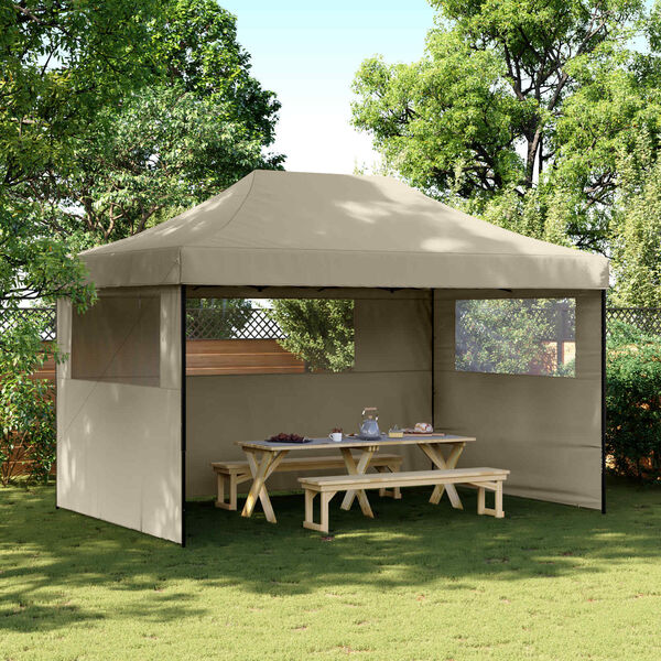 vidaXL Party Tent Folding Taupe 292 x 440 x 315 cm Oxford Fabric
