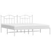 vidaXL Metal Bed Frame without Mattress with Headboard White 200x200cm