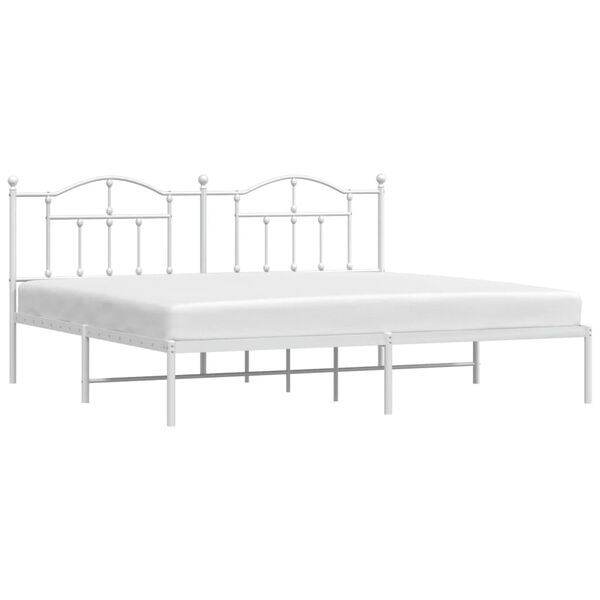 vidaXL Metal Bed Frame without Mattress with Headboard White 200x200cm