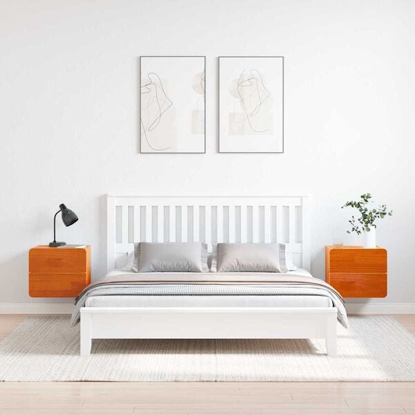 vidaXL Bedside Table 2 pcs Brown 39 x 34 x 33 cm Solid pinewood