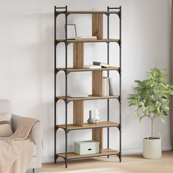 vidaXL Bookcase Artisan oak 76 x 32 x 192 cm Engineered wood