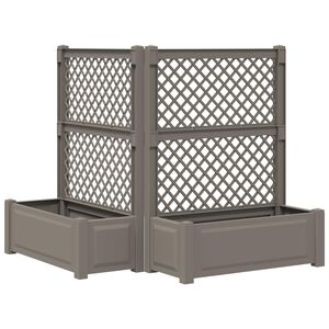 vidaXL Big Planter with Trellis 2 pcs Grey 143 x 143 x 133.5 cm PP