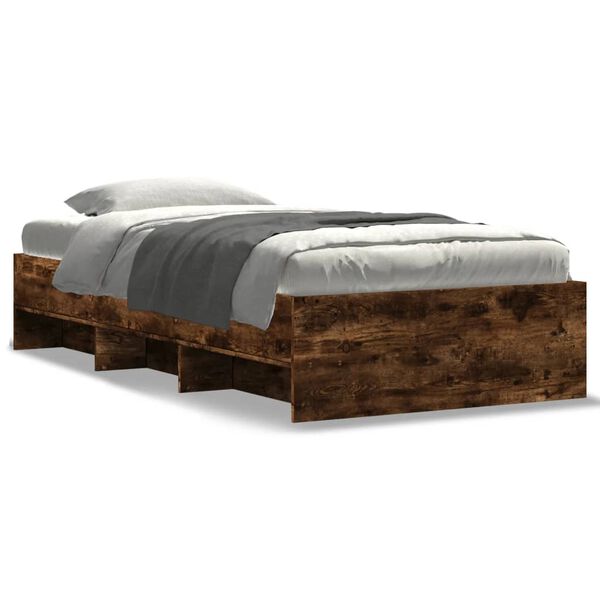 vidaXL Bed Frame without Mattress Smoked Oak 100x200 cm Engineered Wood