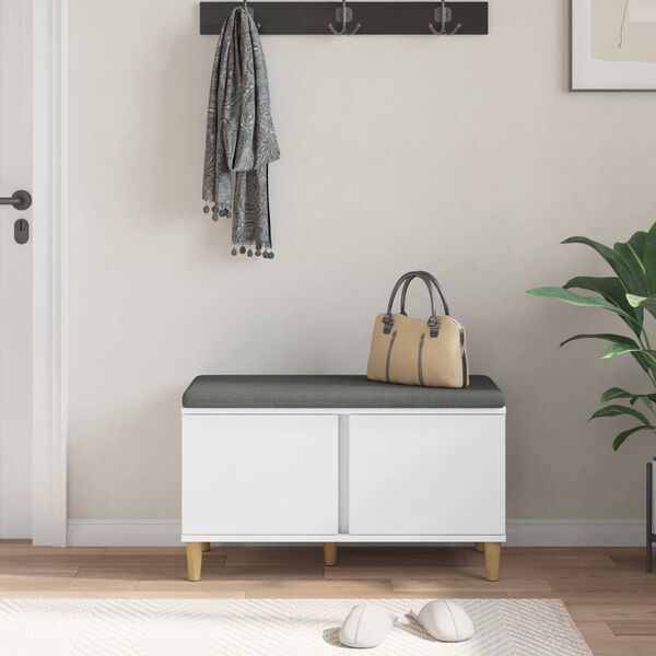 vidaXL Hall Bench with Cushion with Storage White 80 x 38 x 46 cm
