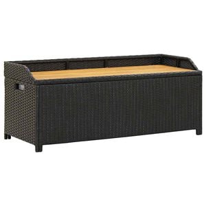 vidaXL Garden Storage Bench 120 cm Poly Rattan Black