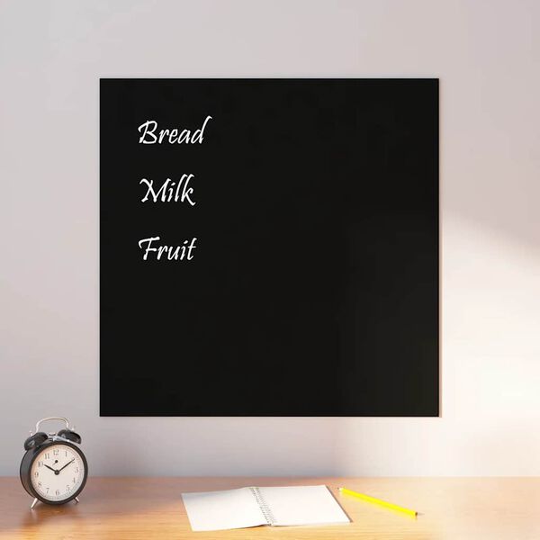 vidaXL Wall-mounted Magnetic Board Black 60x60 cm&nbsp;Tempered Glass