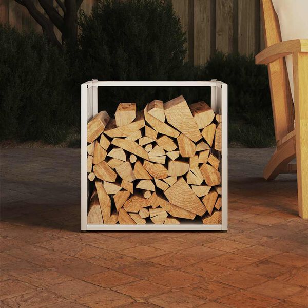 vidaXL Firewood Rack White 40x40x40 cm Cold-rolled steel