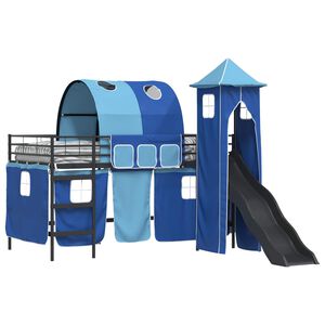 vidaXL Kids'Loft Bed Frame Black and Blue 80 x 200 cm Metal