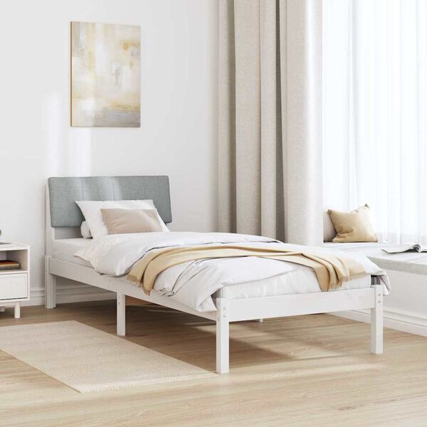 vidaXL Bed frame White and light grey 80 x 200 cm Solid pine wood