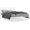 vidaXL Metal Bed Frame without Mattress with Headboard White 140x190cm