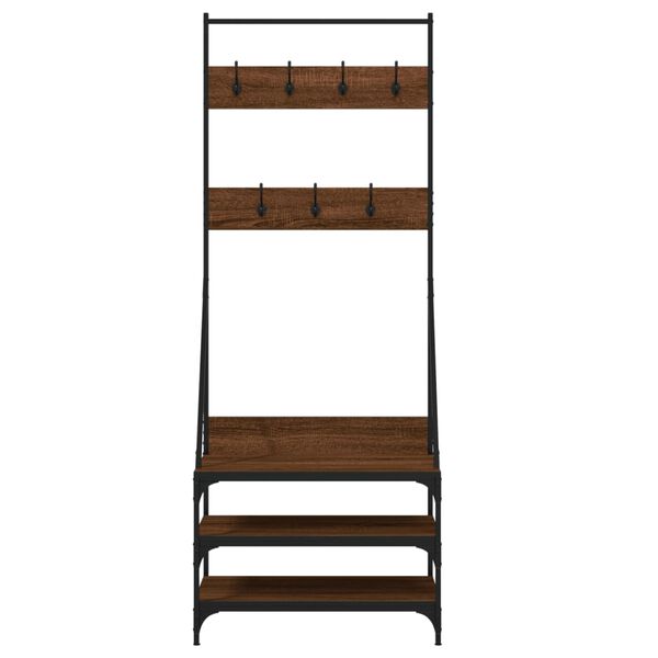 vidaXL Clothes Rack with Shoe Storage Brown Oak 70x40x184 cm