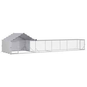 vidaXL Chicken Coop with Roof and Yard 2 pcs Silver 700 x 200 x 150 cm
