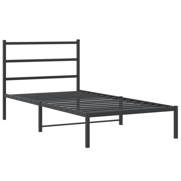 vidaXL Metal Bed Frame without Mattress with Headboard Black 107x203cm