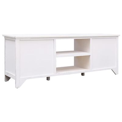 vidaXL TV Cabinet Antique White 108x30x40 cm Solid Paulownia Wood