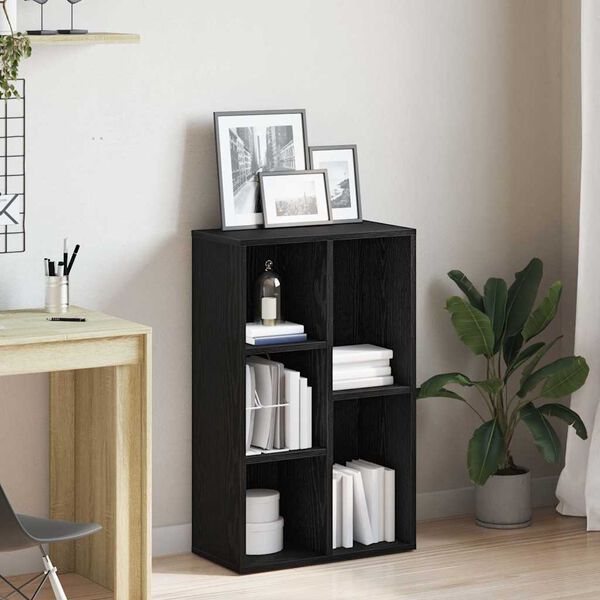 vidaXL Bookcase Black Oak 50x25x80 cm Engineered Wood