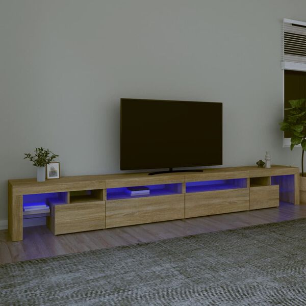 vidaXL TV Cabinet with LED Lights Sonoma Oak 290x36.5x40 cm