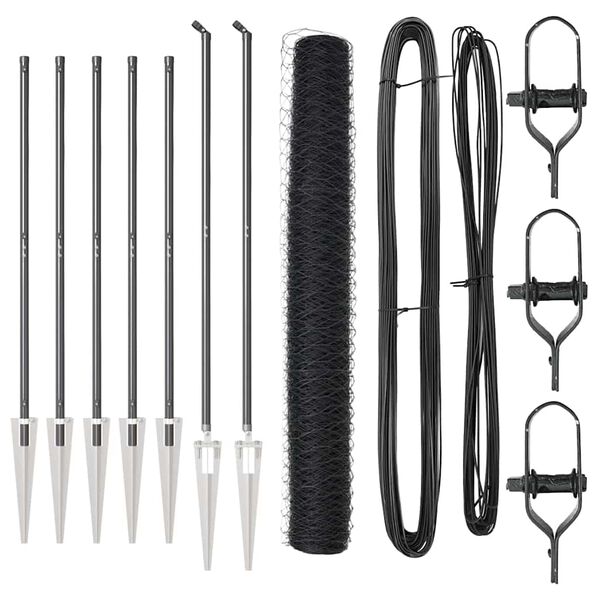 vidaXL Fence Post Grey 10 x 1.2 m (50 mm mesh) Steel and PVC