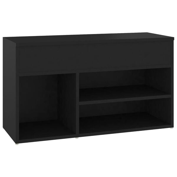 vidaXL Shoe Bench Black 80x30x45 cm Engineered Wood