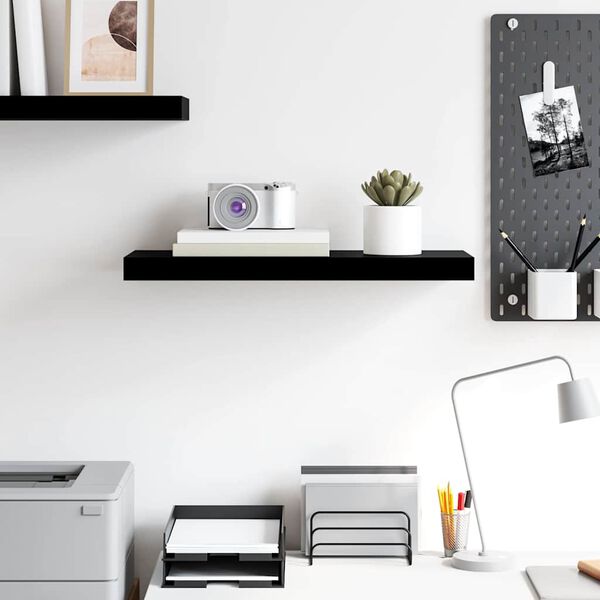 vidaXL Floating Wall Shelf High Gloss Black 60x23.5x3.8 cm MDF