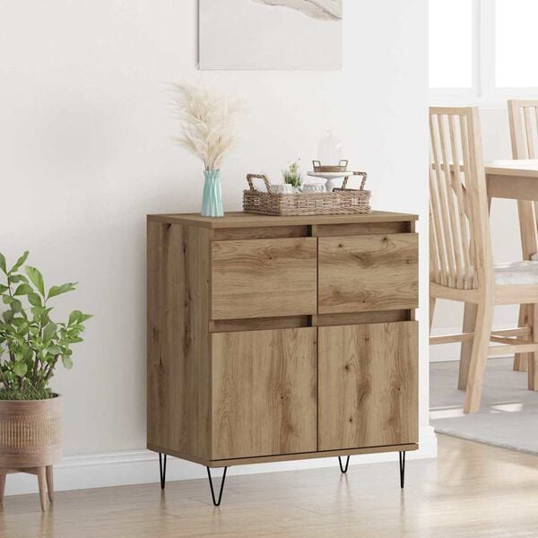 vidaXL Sideboard Artisan Oak 60 x 35 x 70 cm Engineered Wood and Iron