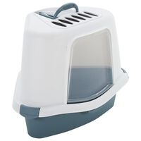 vidaXL Cat Litter Tray with Cover White and Blue 56x40x40cm PP