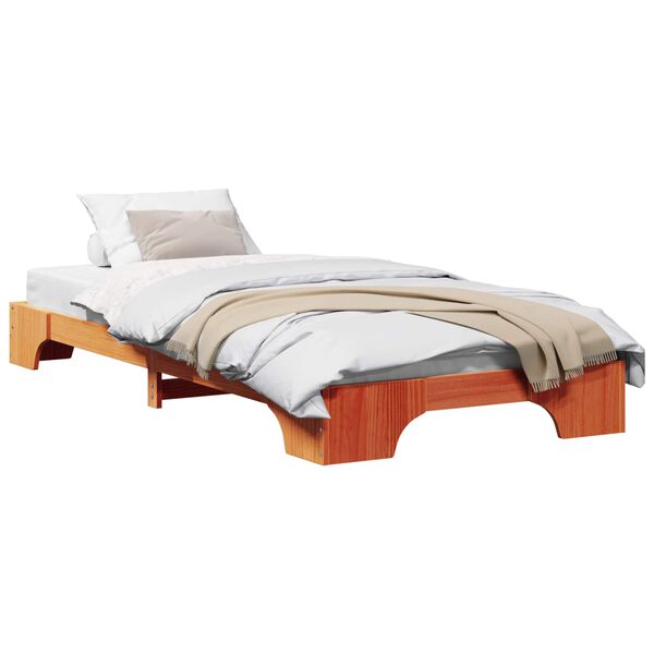 vidaXL Bed Frame Wax Brown 90 x 190 cm Solid Pine Wood