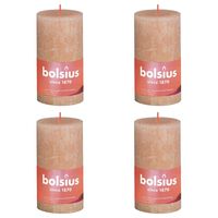 Bolsius Rustic Pillar Candles Shine 4 pcs 130x68 mm Misty Pink