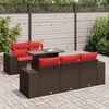 vidaXL 6 Piece Garden Sofa Set with Cushions Brown Poly Rattan Acacia
