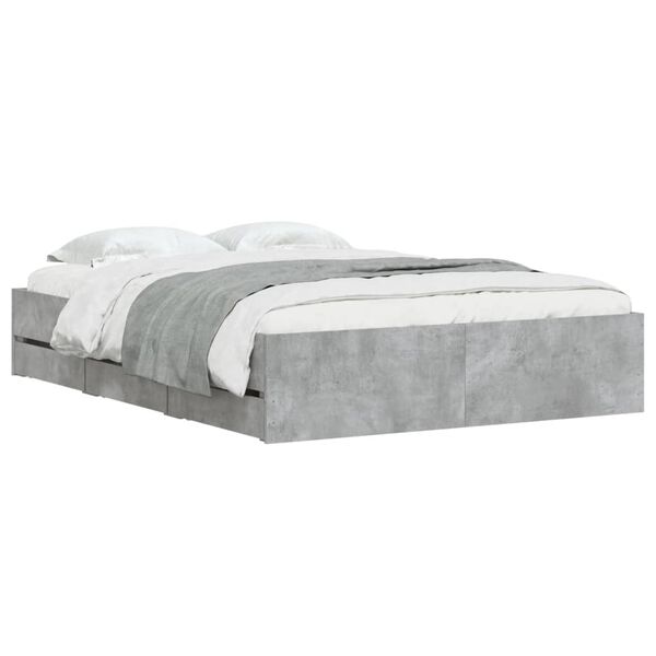 vidaXL Bed Frame with Drawers without Mattress Concrete Grey 120x200 cm