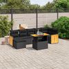 vidaXL 8 Piece Garden Sofa Set with Cushions Black Poly Rattan Acacia