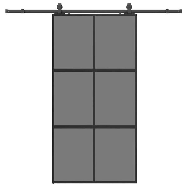 vidaXL Sliding Door with Hardware Set Black 102.5x205 cm Tempered Glass