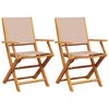 vidaXL Folding Chairs 2 pcs Taupe Solid Wood Acacia and Fabric