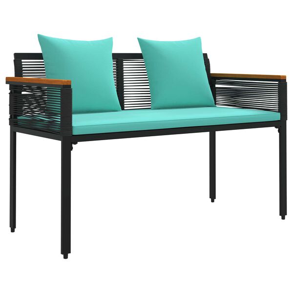 vidaXL Outdoor Bench Black and Turquoise 117 x 54 x 74.5 cm